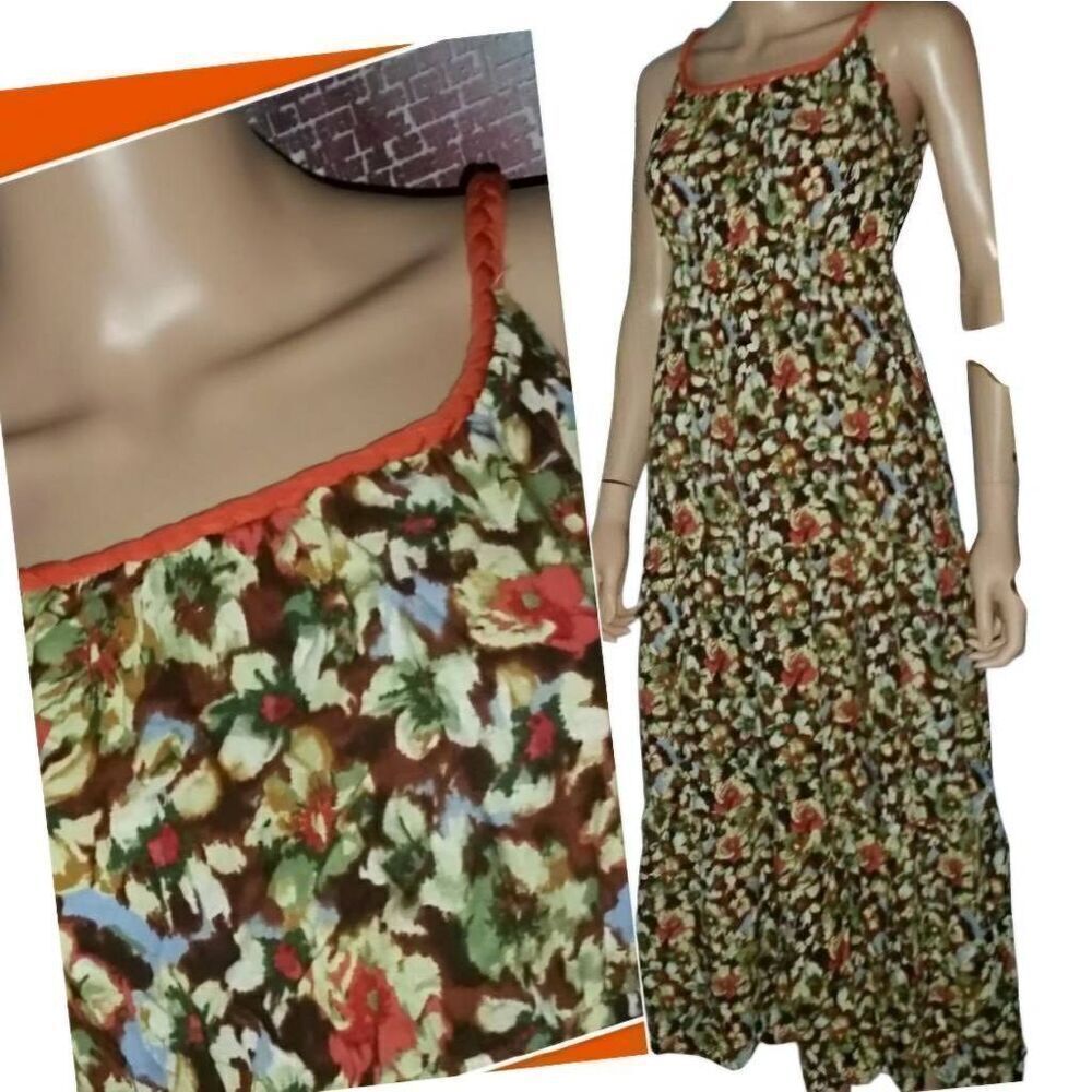 Floral dress with braided strap M